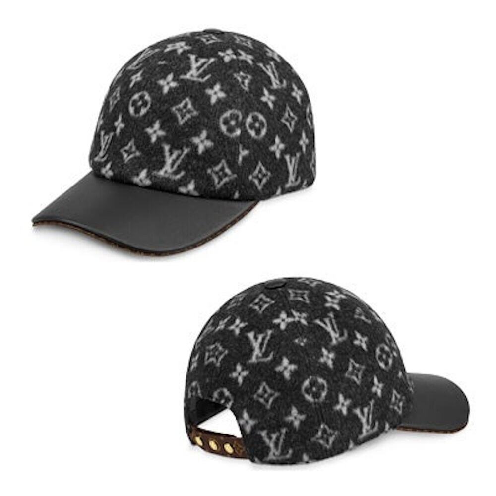 Louis Vuitton Carry On Cap Black Grey Wool Monogram LV Logo Sun Baseball Hat L - Picture 4 of 9